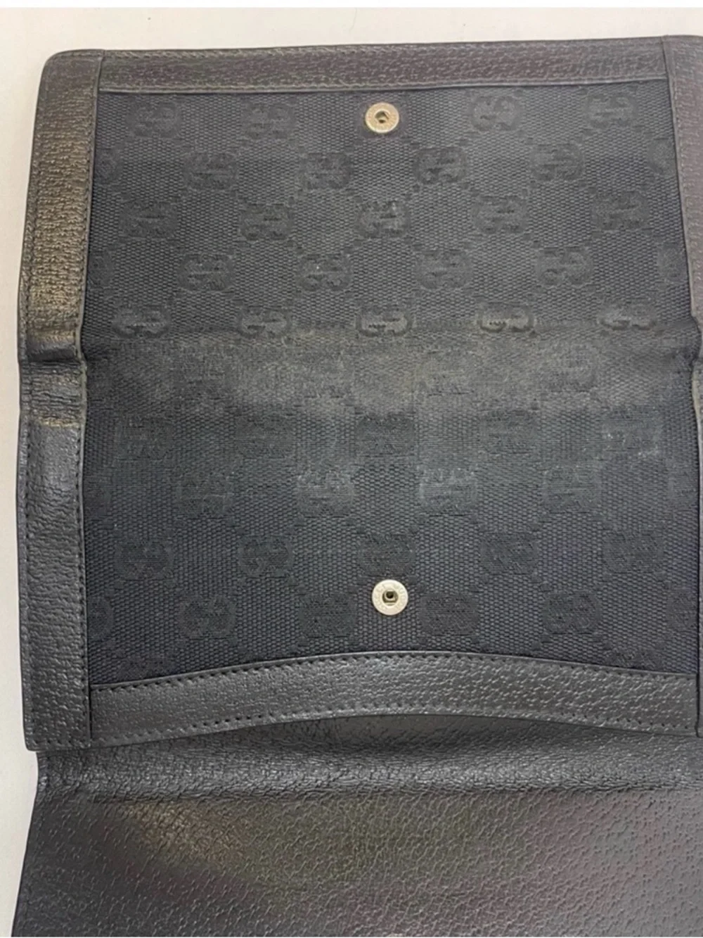 Gucci GG Monogram Continental Wallet with Gold Accents-EUC